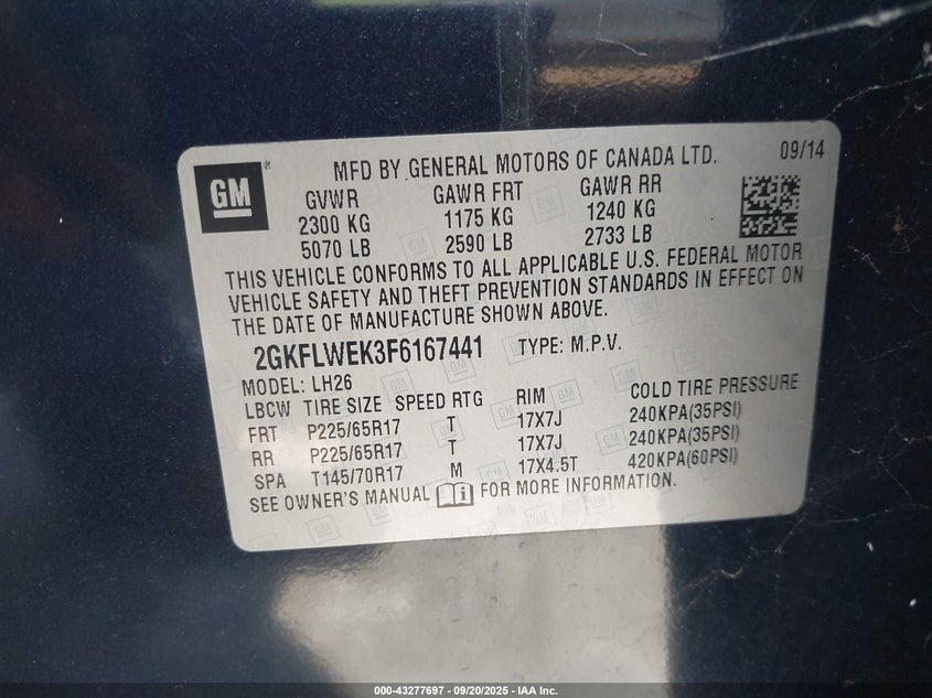 2015 GMC TERRAIN SLE-2 - 2GKFLWEK3F6167441