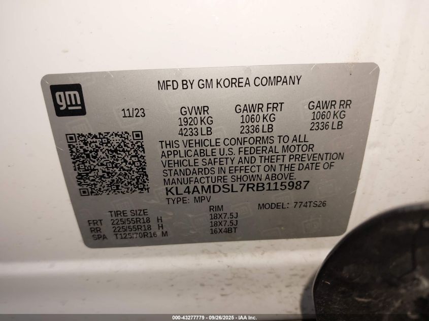 2024 Buick Encore Gx Sport Touring Fwd VIN: KL4AMDSL7RB115987 Lot: 43277779