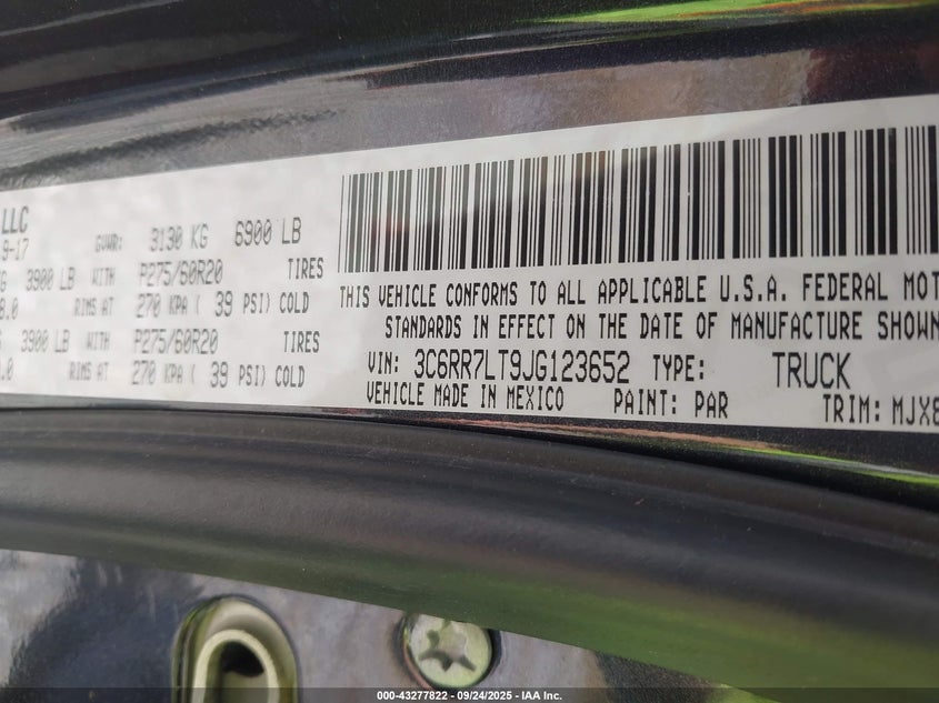 2018 RAM 1500 BIG HORN  4X4 5'7 BOX - 3C6RR7LT9JG123652