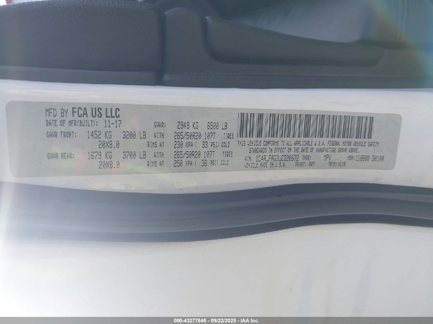 2018 Jeep Grand Cherokee Altitude 4X4 VIN: 1C4RJFAG3JC220672 Lot: 43277846