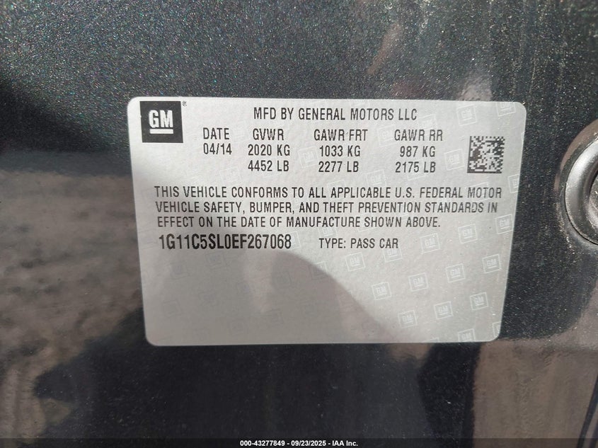 2014 CHEVROLET MALIBU 1LT - 1G11C5SL0EF267068