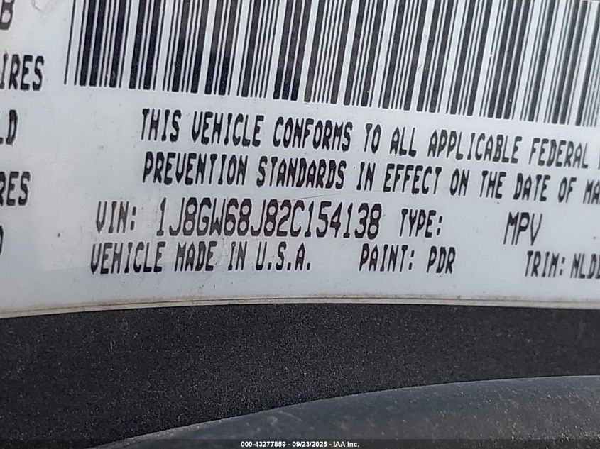 2002 Jeep Grand Cherokee Overland VIN: 1J8GW68J82C154138 Lot: 43277859
