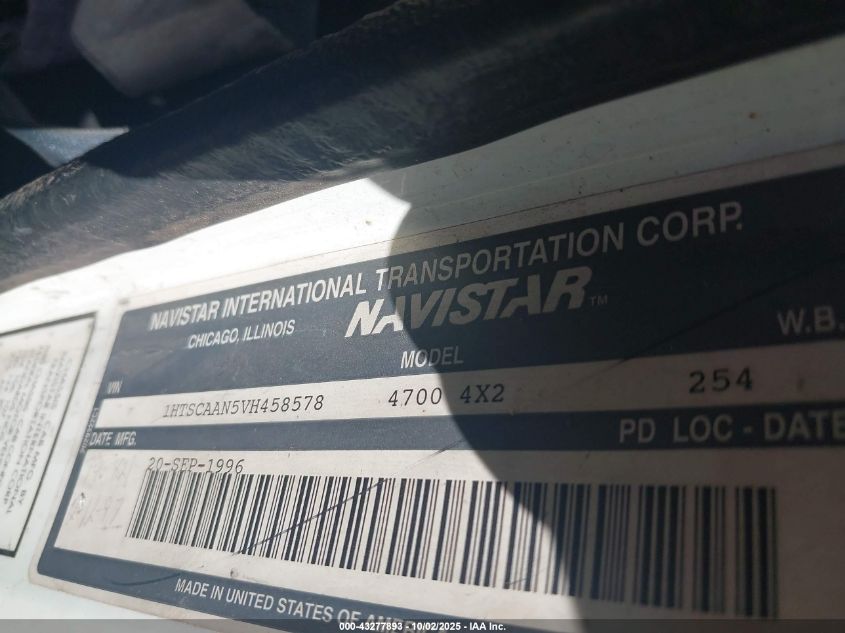 1997 International 4000 4700 VIN: 1HTSCAAN5VH458578 Lot: 43277893
