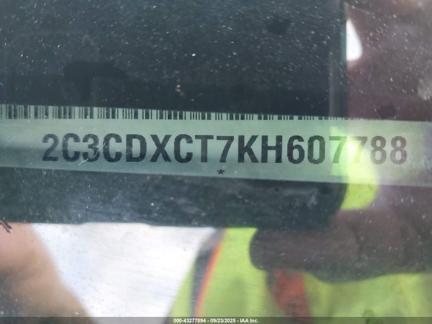 2019 Dodge Charger R/T Rwd VIN: 2C3CDXCT7KH607788 Lot: 43277894