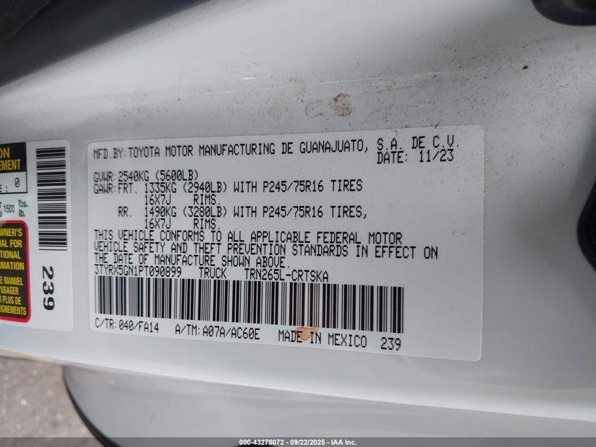 2023 TOYOTA TACOMA SR 3TYRX5GN1PT090899