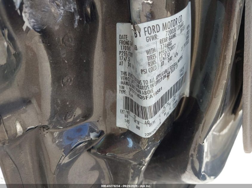 2006 Ford F-150 Fx4/Lariat/Xl/Xlt VIN: 1FTPX14526FA19581 Lot: 43278234