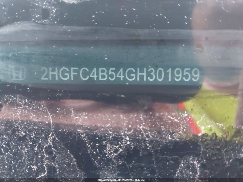 2016 Honda Civic Lx VIN: 2HGFC4B54GH301959 Lot: 43278423