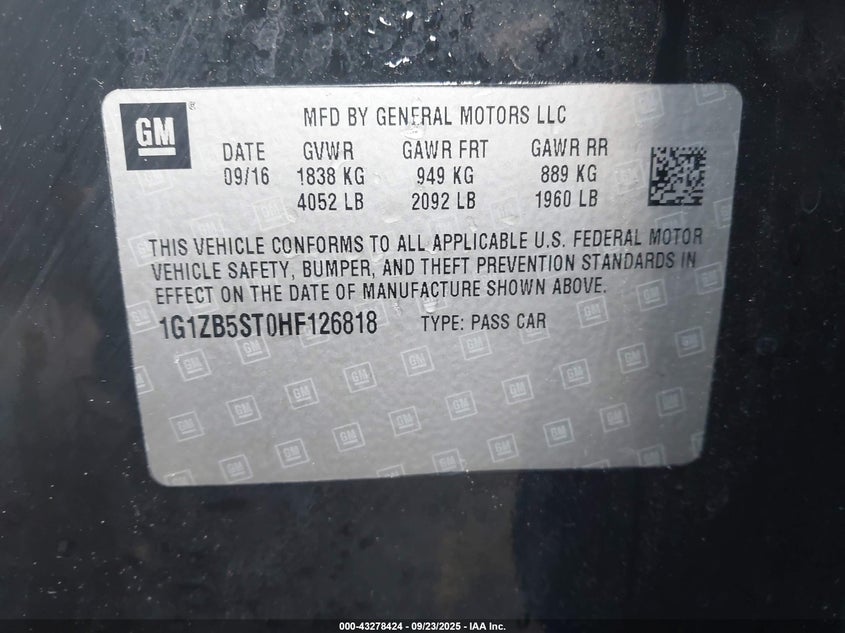 2017 CHEVROLET MALIBU LS - 1G1ZB5ST0HF126818