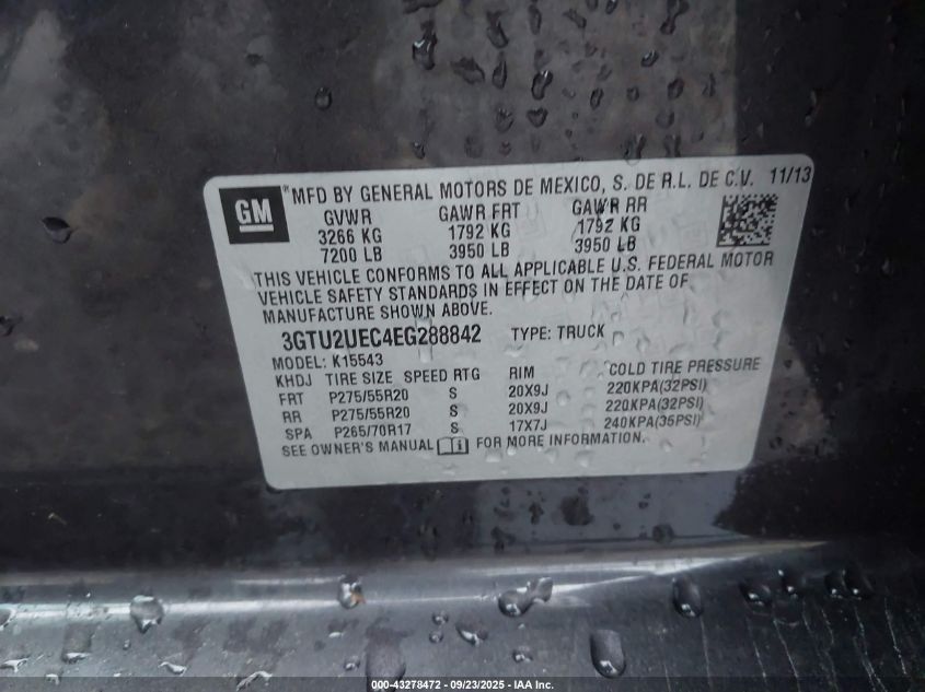 2014 GMC SIERRA 1500 SLE - 3GTU2UEC4EG288842