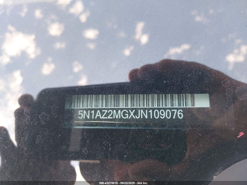 2018 Nissan Murano S VIN: 5N1AZ2MGXJN109076 Lot: 43278515