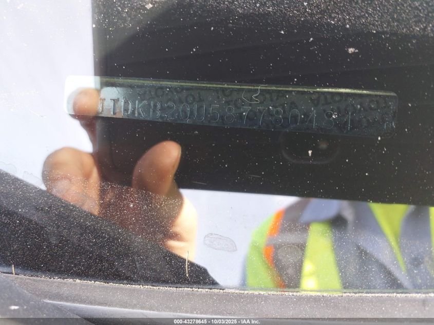 2008 Toyota Prius VIN: JTDKB20U587780484 Lot: 43278645