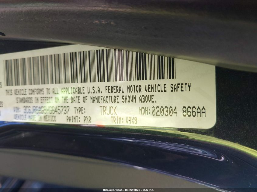 2017 Ram 1500 Express 4X2 6'4 Box VIN: 3C6JR6AG9HG645737 Lot: 43278845