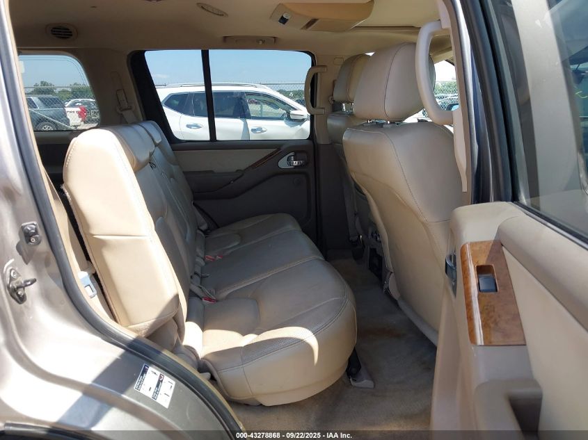 2005 Nissan Pathfinder Le VIN: 5N1AR18U05C744450 Lot: 43278868