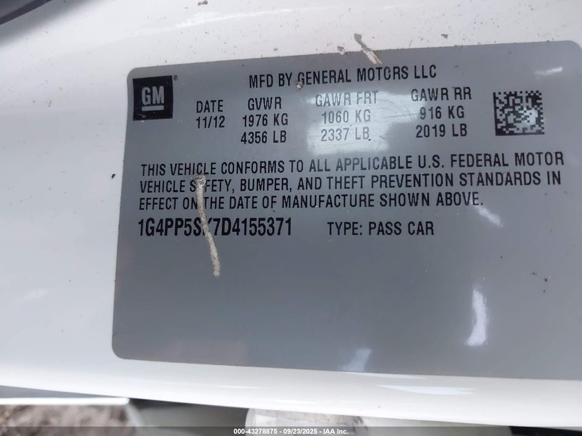 2013 BUICK VERANO 1G4PP5SK7D4155371