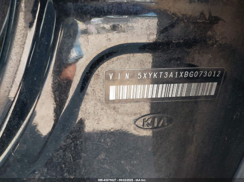 2011 Kia Sorento Lx VIN: 5XYKT3A1XBG073012 Lot: 43279327