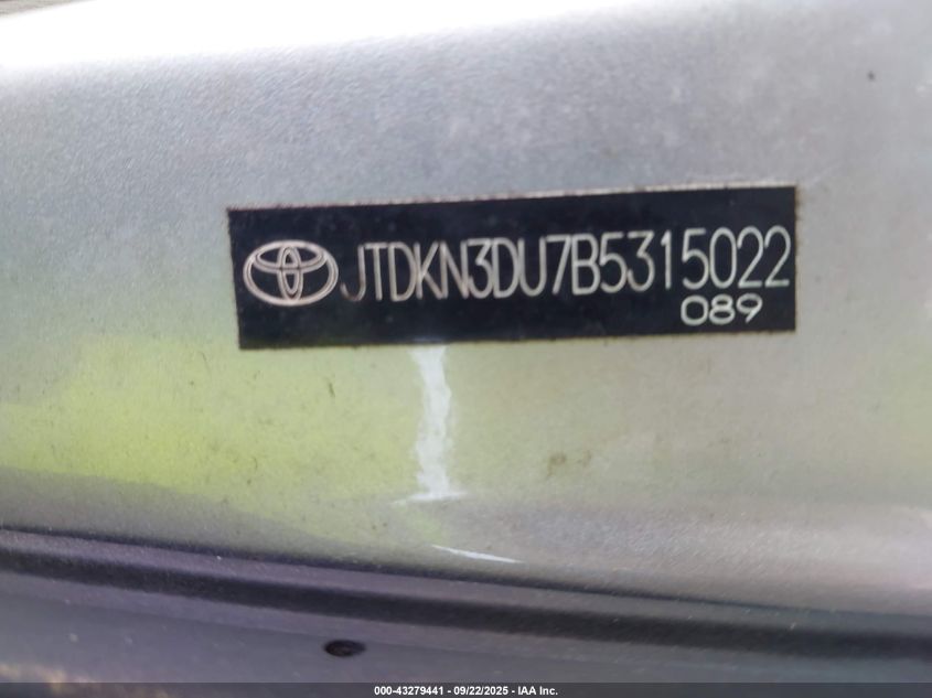 2011 Toyota Prius Three VIN: JTDKN3DU7B5315022 Lot: 43279441