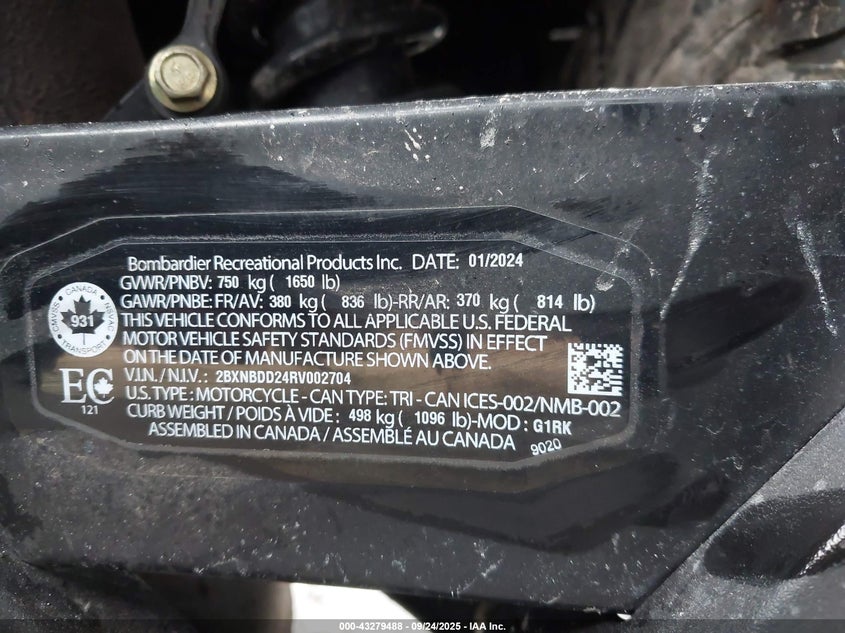2BXNBDD24RV002704 2024 CAN-AM/ BRP SPYDER photo no. 10