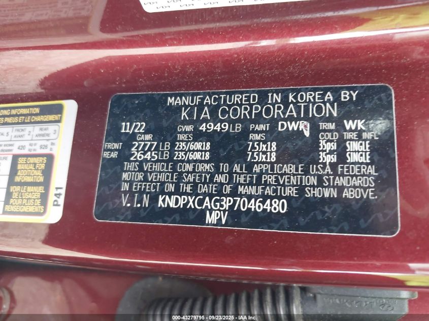 2023 Kia Sportage Hybrid Sx-Prestige VIN: KNDPXCAG3P7046480 Lot: 43279795