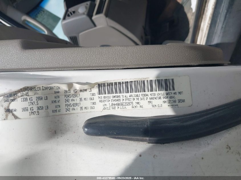 2006 Jeep Commander VIN: 1J8HH48K66C232675 Lot: 43279946