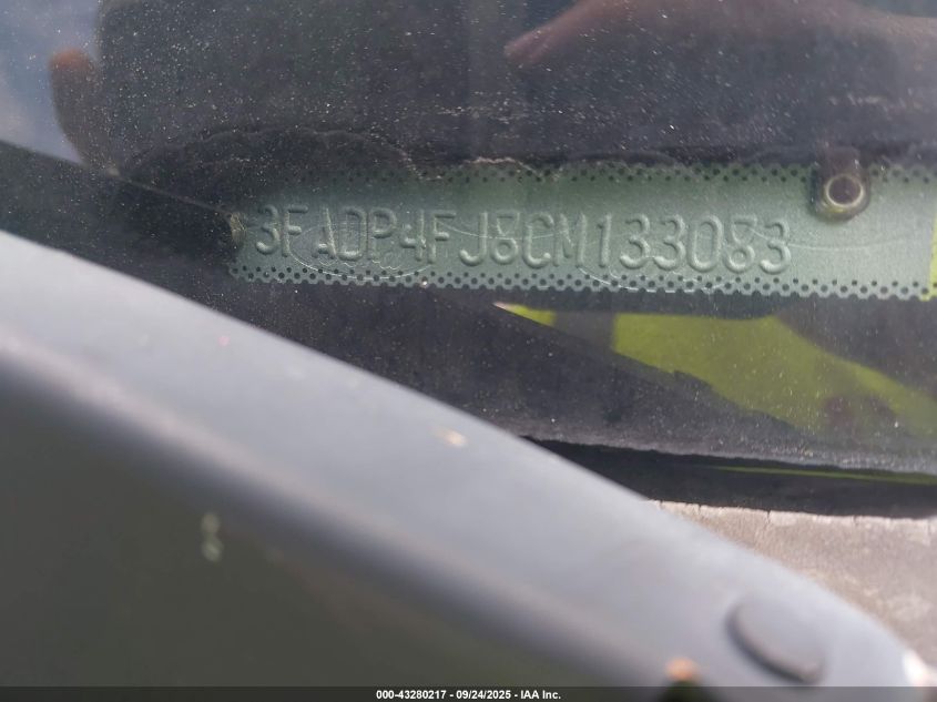 2012 Ford Fiesta Ses VIN: 3FADP4FJ8CM133083 Lot: 43280217