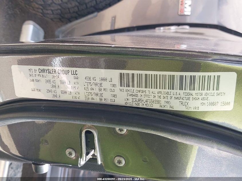 2015 Ram 2500 Tradesman VIN: 3C6UR5HJ4FG503981 Lot: 43280291