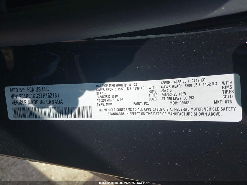 2C4RC1GG2TR162181 2026 Chrysler Pacifica 3.6 Limited Black