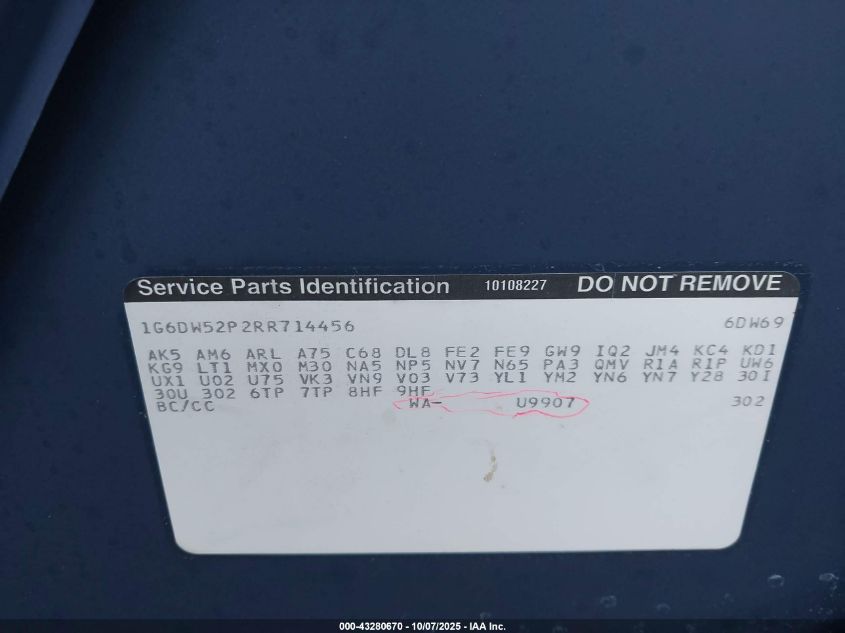 1994 Cadillac Fleetwood Brougham VIN: 1G6DW52P2RR714456 Lot: 43280670