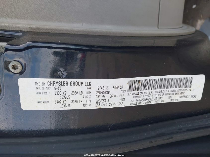 2010 Chrysler Town & Country Touring VIN: 2A4RR5DX8AR395323 Lot: 43280677