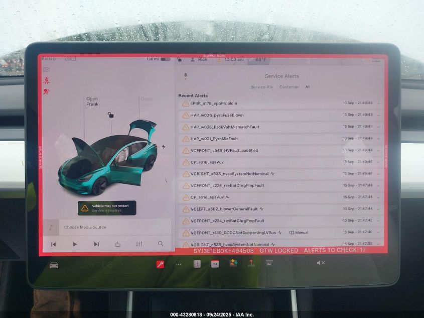 2019 Tesla Model 3 Long Range/Performance VIN: 5YJ3E1EB0KF494508 Lot: 43280818