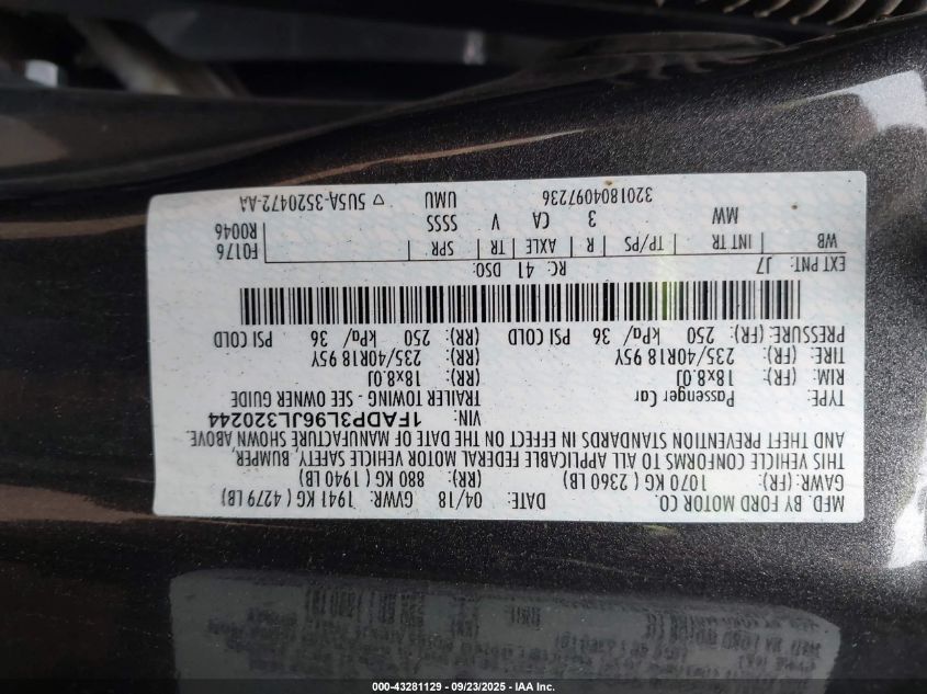 2018 Ford Focus St VIN: 1FADP3L96JL320244 Lot: 43281129