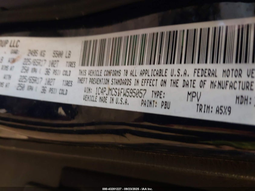 2015 JEEP CHEROKEE LATITUDE 1C4PJMCS1FW595057