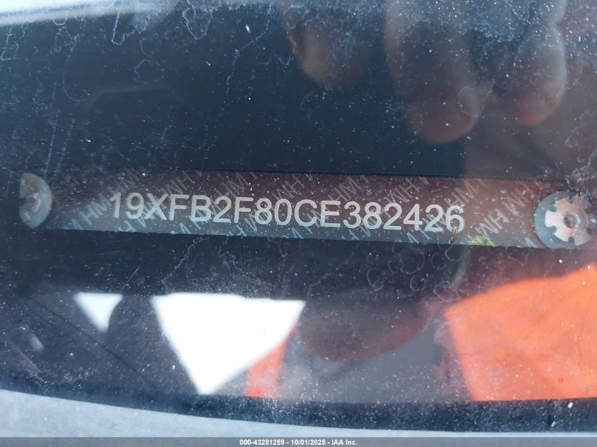 2012 Honda Civic Ex VIN: 19XFB2F80CE382426 Lot: 43281259