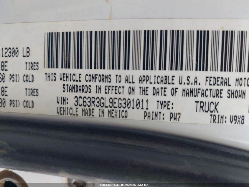 2014 Ram 3500 Tradesman VIN: 3C63R3GL9EG301011 Lot: 43281456