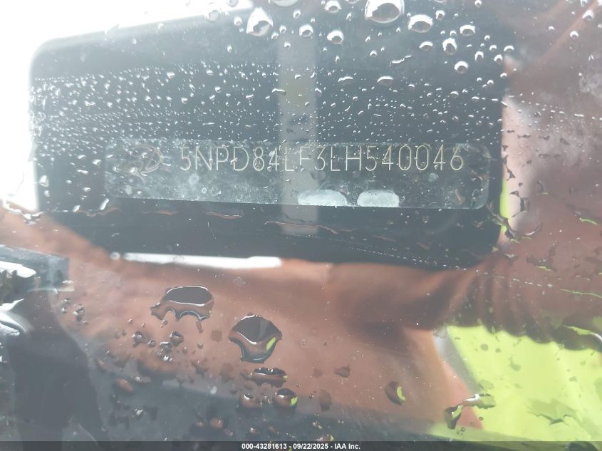 2020 Hyundai Elantra Sel VIN: 5NPD84LF3LH540046 Lot: 43281613