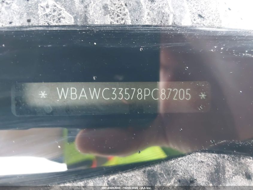 2008 BMW 328Xi VIN: WBAWC33578PC87205 Lot: 43282000