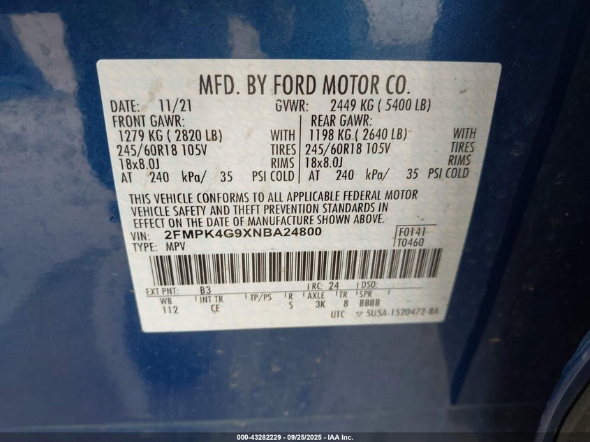 2022 FORD EDGE SE - 2FMPK4G9XNBA24800