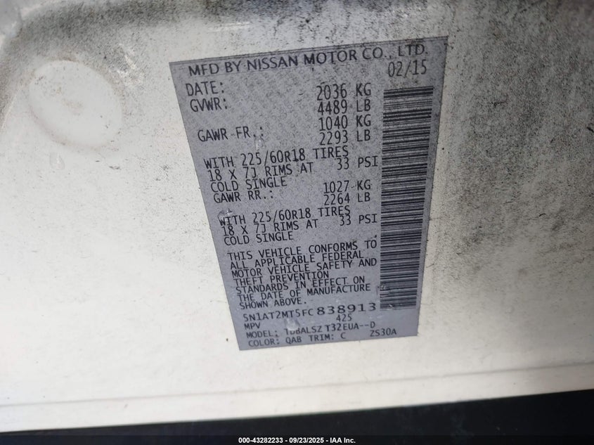 2015 NISSAN ROGUE SL - 5N1AT2MT5FC838913