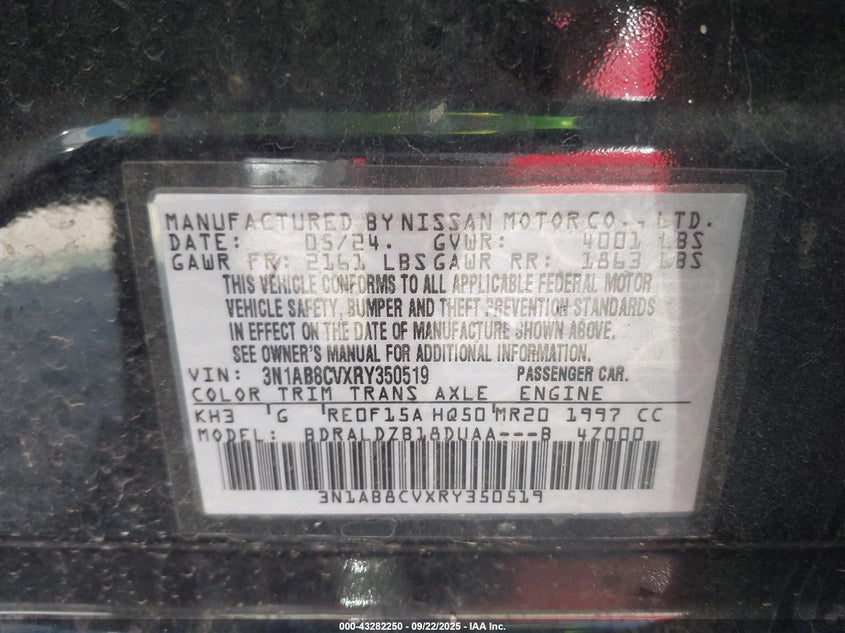 2024 Nissan Sentra Sv Xtronic Cvt VIN: 3N1AB8CVXRY350519 Lot: 43282250