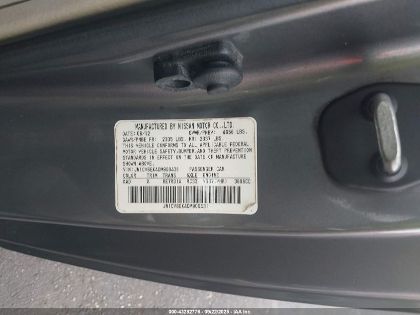 2013 Infiniti G37 Journey VIN: JN1CV6EK4DM900431 Lot: 43282776