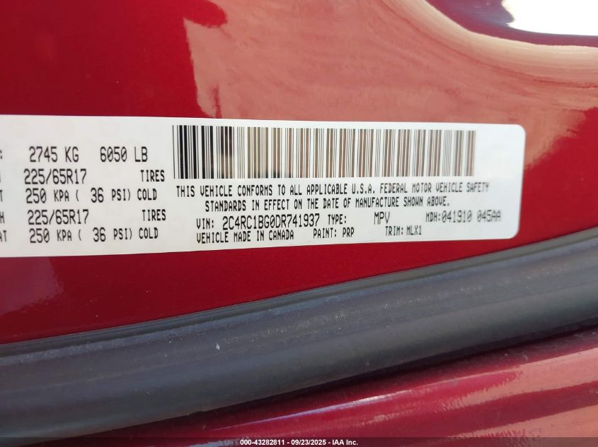 2013 Chrysler Town & Country Touring VIN: 2C4RC1BG0DR741937 Lot: 43282811