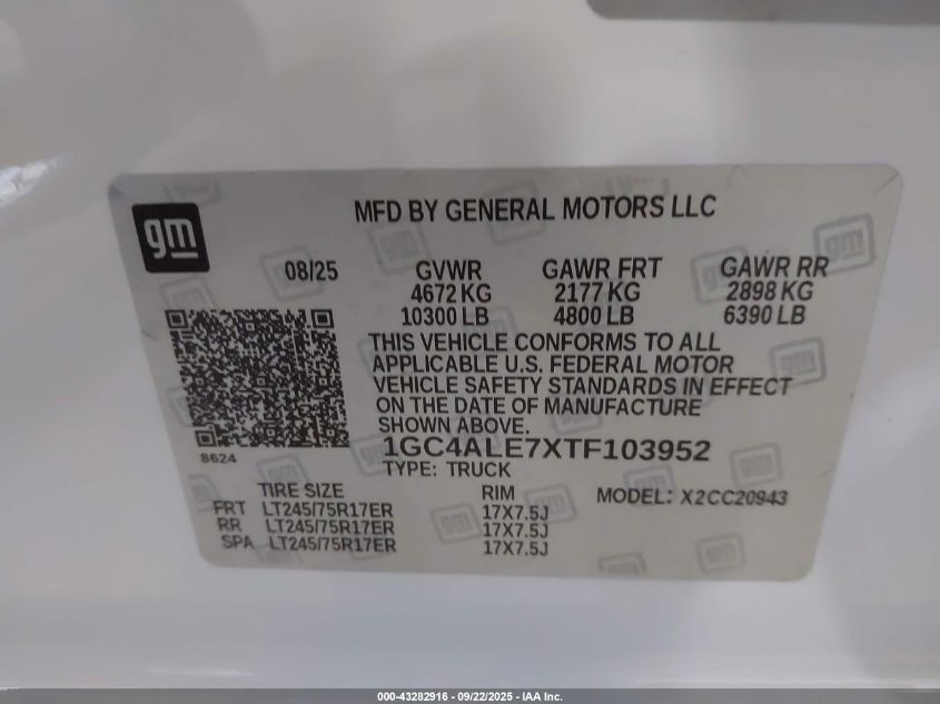 2026 Chevrolet Silverado 2500Hd Work Truck VIN: 1GC4ALE7XTF103952 Lot: 43282916