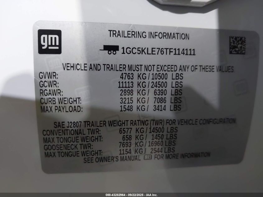 2026 Chevrolet Silverado 2500Hd Work Truck VIN: 1GC5KLE76TF114111 Lot: 43282964