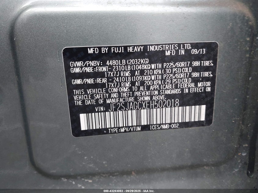 2014 SUBARU FORESTER 2.5I PREMIUM JF2SJAGCXEH502018