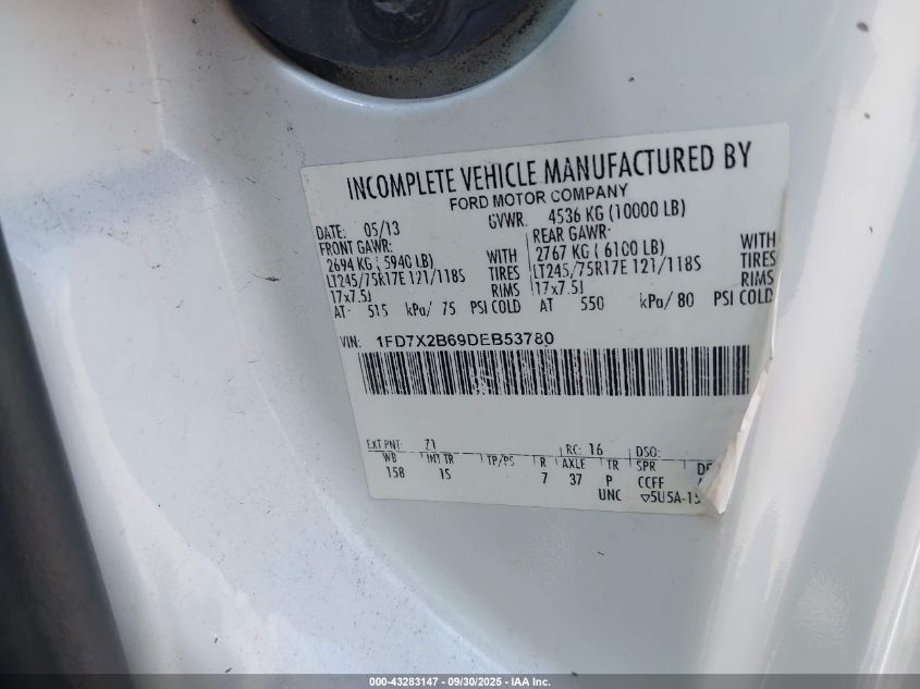 2013 Ford F-250 Xl VIN: 1FD7X2B69DEB53780 Lot: 43283147