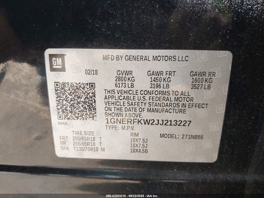 2018 Chevrolet Traverse Ls VIN: 1GNERFKW2JJ213227 Lot: 43283318