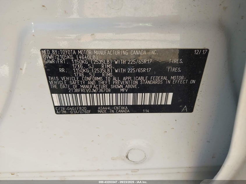 2018 TOYOTA RAV4 LE - 2T3BFREV0JW736708