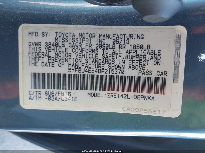 2013 TOYOTA COROLLA LE - 5YFBU4EE4DP215370