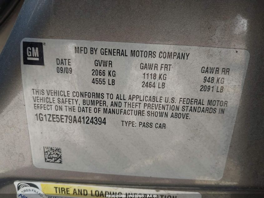 2010 Chevrolet Malibu Ltz VIN: 1G1ZE5E79A4124394 Lot: 43283454