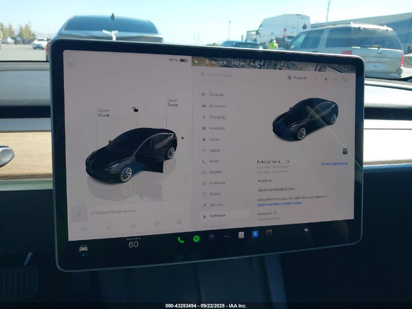 2022 Tesla Model 3 Long Range Dual Motor All-Wheel Drive VIN: 5YJ3E1EB9NF297289 Lot: 43283494