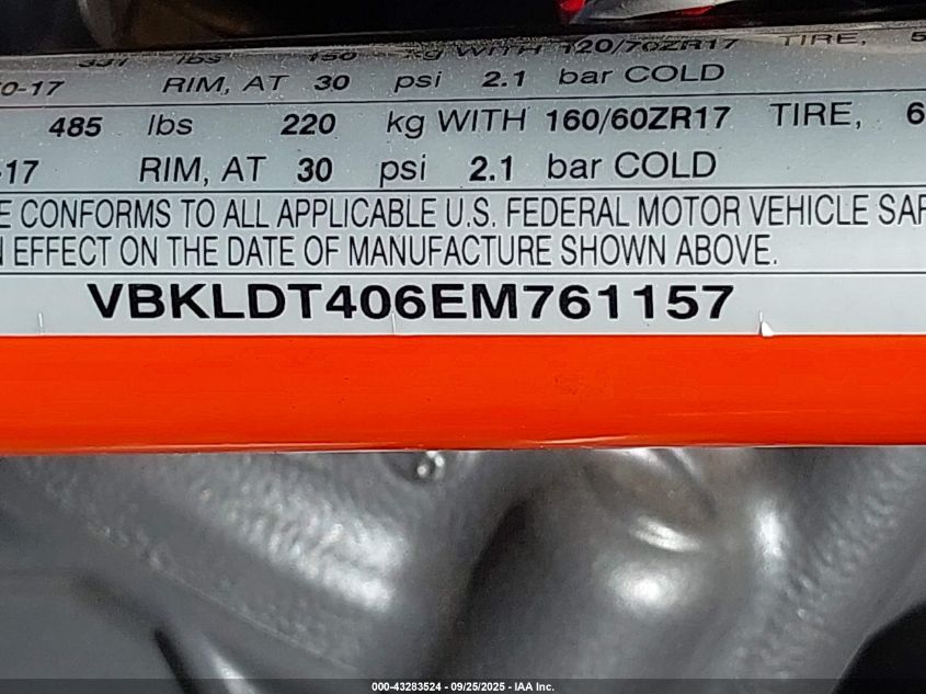 2014 Ktm 690 Duke VIN: VBKLDT406EM761157 Lot: 43283524